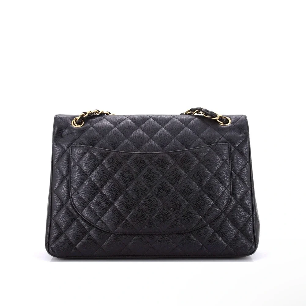 Chanel Black Quilted Leather Bag- caviar maxi in gold details (2014-2015) - Picture 4 of 11